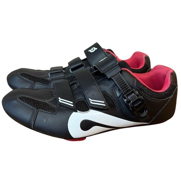 Peloton Cycling Shoes w/Delta Cleats Hook-And-Latch Closure Black Red Size EU 45 - Picture 2 of 11